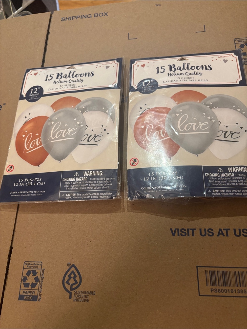 Amscan 'Love' Printed Balloons in Rose Gold, Silver, White - 15 Pack. 2 included